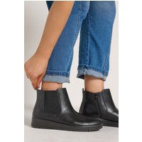 Yours Yours Damen Chelseaboots in Schwarz mit Keilabsatz in Weiter E-Passform in Größe 42E | Synthetik