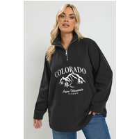Yours Yours Damen Fleece „Colorado“ in Schwarz mit Kurzem Reißverschluss in Größe 54-56 | Polyester