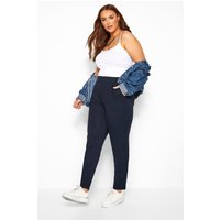 Yours Yours Damen Schlupfhose mit Doppelten Bundfalten Navy in Größe 54-56 | Elasthan/Viskose
