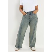 Yours Yours Damen Jeans in Blau mit Weitem Bein in Größe 42 | Baumwolle/Elasthan