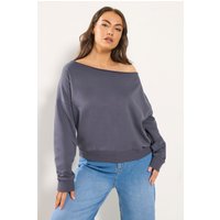 Yours Yours Damen Schulterfreies Sweatshirt in Grau in Größe 50-52 | Baumwolle/Polyester