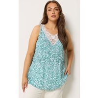 Yours Damen Yours – Trägershirt in Grün mit Paisleymuster in Größe 58-60 | Viskose