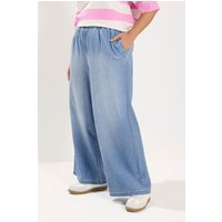 Yours Yours Damen Jeans in mittelblau mit Weitem Bein in Größe Regular 54 | Baumwolle