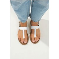 Yours Yours Damen Weiße Gewebte Zehenstegsandalen in Extra Weiter Eeepassform in Größe 41EEE | Leder