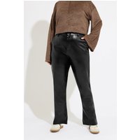 Yours Yours Damen Hose mit Geradem Bein aus Kunstleder in Schwarz in Größe 42 | Polyester