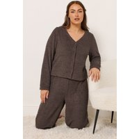 Yours Yours Damen Curve Schokoladenbrauner Chenillecardigan in Größe 46-48 | Polyester