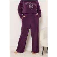 Yours Yours Damen Curve Fleecehose in Burgunderrot mit Weitem Bein in Größe 50-52 | Polyester/Elasthan