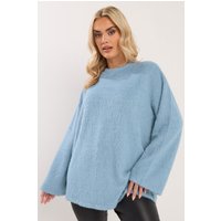 Yours Yours Damen Flauschiger Strickpullover in Blau in Größe 48 | Polyester/Elasthan/Nylon