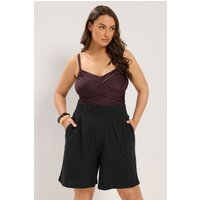 Yours Yours Damen Shorts mit Rüschen in Schwarz in Größe 40-42 | Baumwolle