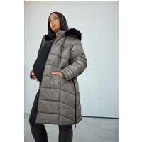 Bump It Up Bump It Up Damen Steppmantel in Grau mit Zip in Größe 50-52 | Polyester