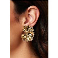Yours Yours Damen Goldfarbene Ohrringe in Geschmolzener Optik mit Blumenmustersize | Metall