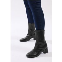 Yours Yours Damen Stretchstiefel in Schwarz mit Blockabsatz in Extra Weiter Eeepassform in Größe 42EEE | Synthetik
