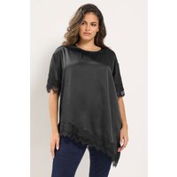 Yours Plus Size Black Asymmetric Lace Hem Top Size 12