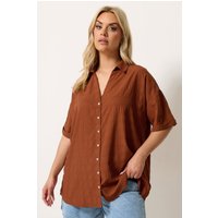 Yours Damen Yours – Strukturiertes Hemd in Braun in Größe 58-60 | Polyester/Elasthan
