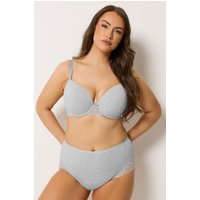 Yours Yours Plus Size Curve Voll Bedeckender Slip in Graumeliert mit Spitze Auf Der Rückseite in Größe 42-44 | Baumwolle/Elasthan