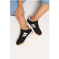 Yours Yours Damen Turnschuhe zum Schnüren in Schwarz mit Seitenstreifen in Weiter E-Passform in Größe 38EEE | Textil/Synthetik