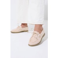 Yours Yours Damen Loafer in Rosa aus Wildlederimitat in Extra Weiter Eeepassform in Größe 39EEE | Textil/Synthetik
