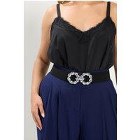 Yours Yours Damen Elastischer Gürtel in Schwarz mit Schnalle Vorn in Größe 46-48 | Synthetik