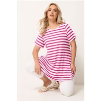 Yours Yours Damen Ausgestelltes T-Shirt in Rosa mit Streifen in Größe 50-52 | Polyester/Elasthan/Viskose
