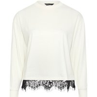 Limited Collection Limited Collection Damen Sweatshirt in Creme mit Spitzensaum in Größe 44 | Baumwolle/Polyester