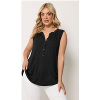 Yours Yours Damen Swingbluse in Schwarz mit Gekerbtem Ausschnitt in Größe 48 | Polyester/Elasthan