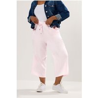 Yours Yours Damen Knöchellange Leinenculottes in Hellrosa mit Weitem Bein in Größe 42 | Baumwolle/Viskose/Leinen