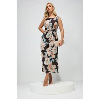 Yours London Yours London Damen Kleid in Schokobraun mit Blumenprint in Größe Petite 54-56 | Polyester/Elasthan