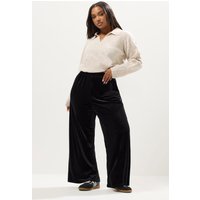 Yours Yours Damen Palazzohose in Schwarz aus Samt in Größe 58-60 | Polyester/Elasthan