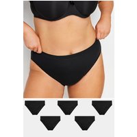 Yours Yours Plus Size Curve Slips in Schwarz mit Hohem Beinausschnitt, 5er Set in Größe 46-48 | Baumwolle/Elasthan
