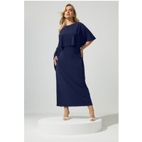 Yours London Yours London Damen Maxicapekleid in Marineblau in Größe 54-56 | Polyester/Elasthan