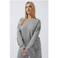 Limited Collection Limited Collection Damen Sweatshirt in Grau mit Ösendesign in Größe 42 | Baumwolle/Polyester