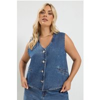 Yours Yours Damen Jeansweste in Blau mit Knöpfen in Größe 58-60 | Baumwolle