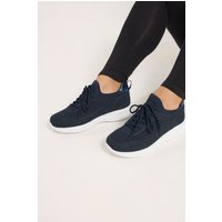 Yours Yours Damen Gestrickte Sneaker in Marineblau mit Extra Weiter Eeepassform in Größe 39EEE | Textil/Synthetik
