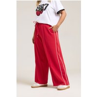 Yours Yours Damen Hose in Rot mit Seitenstreifen und Weitem Bein in Größe 42 | Polyester