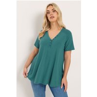 Yours Damen Yours – HenleyT-Shirt in Blau in Größe 50-52 | Polyester/Elasthan