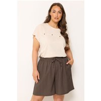 Yours Yours Damen Strukturierte Shorts in Schokobraun in Größe 62-64 | Polyester