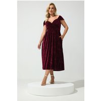 Yours London Yours London Damen Midikleid in Rot aus Samt in Größe 48 | Polyester/Elasthan