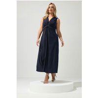 Yours London Yours London Damen Kleid in Marineblau mit Knotendetail in Größe 58-60 | Polyester/Elasthan