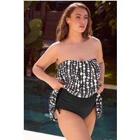 Yours Yours Damen Bikinislip in Schwarz mit Extrahohem Bund und Schnürdetails in Größe 48 | Polyester/Elasthan