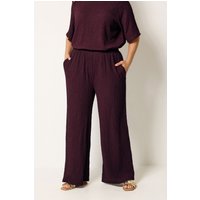 Yours Yours Damen Hose mit Weitem Bein in Burgunderrot mit Blasenstruktur in Größe 50-52 | Polyester/Elasthan