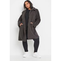 Yours Yours Damen Mantel in Grau aus Fellimitat und Teddyplüsch in Größe 48 | Polyester