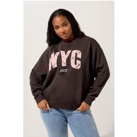 Yours Yours Damen KaroSweatshirt „Nyc“ in Braun in Größe 48 | Acryl