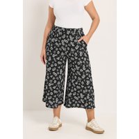 Yours Damen Yours – Jerseyculottes in Schwarz mit Gänseblümchenprint in Größe 48 | Elasthan/Viskose