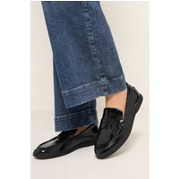 Yours Yours Damen Flache Loafer in Schwarz aus Lederimitat in Weiter E-Passform in Größe 41E | Synthetik
