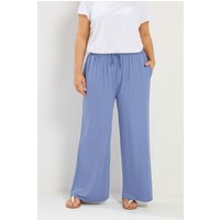 Yours Yours Damen Softtouchhose in Blau mit Weitem Bein in Größe Short 48 | Polyester/Elasthan