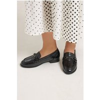 Yours Yours Damen Trensenloafer in Schwarz mit Krokooptik und Weiter E-Passform in Größe 37E | Textil/Synthetik
