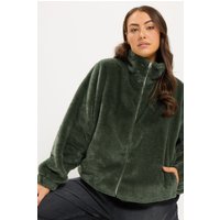 Yours Yours Damen Fleece in Khakigrün mit Stehkragen in Größe 46 | Polyester