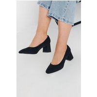 Yours Yours Damen Pumps in Schwarz aus Wildlederimitat mit Blockabsatz in Extra Weiter Eeepassform in Größe 40EEE