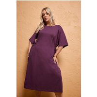 Yours Yours Damen Midikleid in Lila mit Bindeband Vorne in Größe 42 | Baumwolle