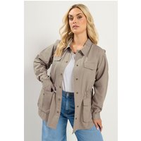 Yours Yours Damen Carpenterjacke in Naturbraun in Größe 48 | Baumwolle